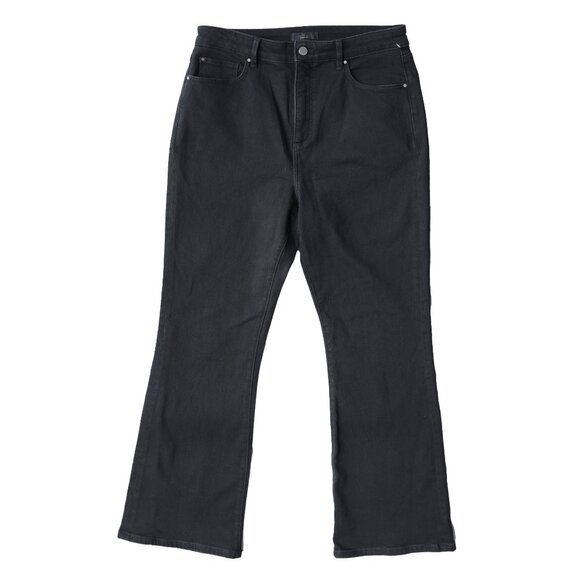 Ann Taylor Black Flare Jeans High Rise Goth Curvy Minimal Classic Boot Cut - Picture 1 of 10